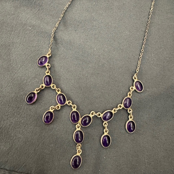 Sterling Silver with Purple Stones Necklace - Picture 2 of 5